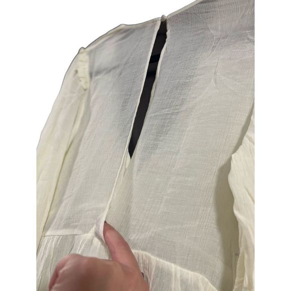 NEW! FREE PEOPLE Daia Pirate Airy Flounce Ruffle Peasant Peplum Top Blouse Small - Picture 6 of 15